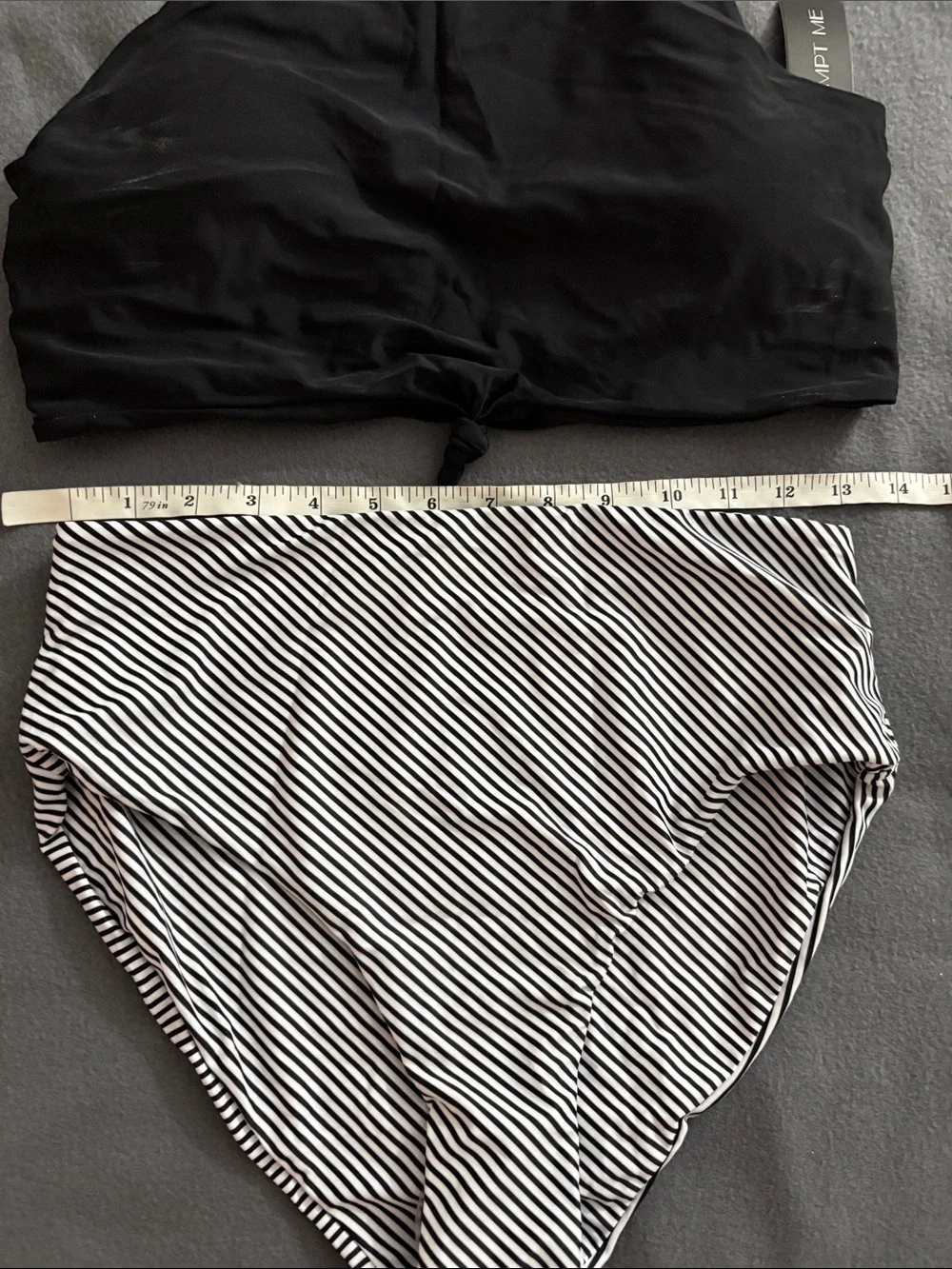 Tempt Me Black Stripe High Waisted Bikini Set Medium NWT